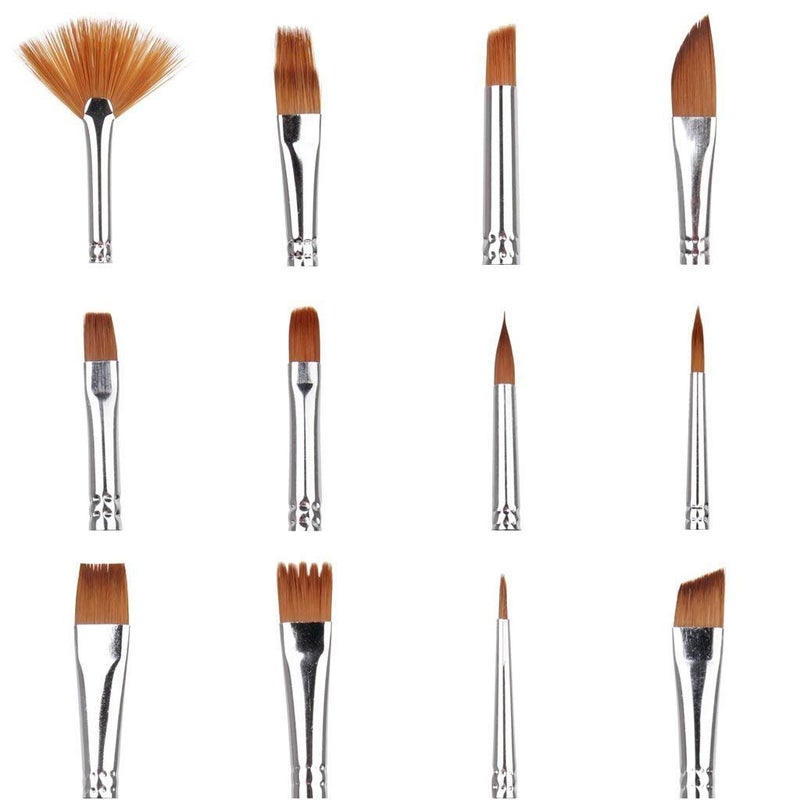 GLUN® Paint Brushes 12 Different Professional Drawing Paint Brushes, Wide and Fine Tip, Nylon Hair Artist Paintbrushes - Image 4