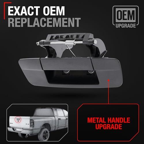 T1A Tailgate Handle Assembly Replacement Compatible with 20092012 Dodge Ram 1500 1012 Dodge Ram 2500 1012 Dodge Ram 3500 Textured Black OEM 55397292ABMetal 83203 15727 CH1915123 - Image 3