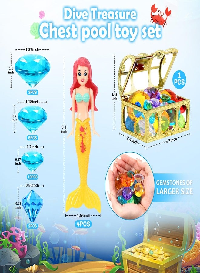 EIMMBD 26pcs Diving Gem Pool Toys Colorful Diamonds Bath Toys Set with Treasure Pirate Box Summer Swimming Diving Toys for Boys and Girls - Image 2