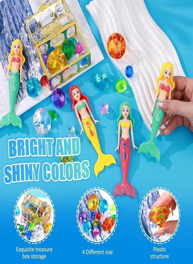 EIMMBD 26pcs Diving Gem Pool Toys Colorful Diamonds Bath Toys Set with Treasure Pirate Box Summer Swimming Diving Toys for Boys and Girls - Image 3
