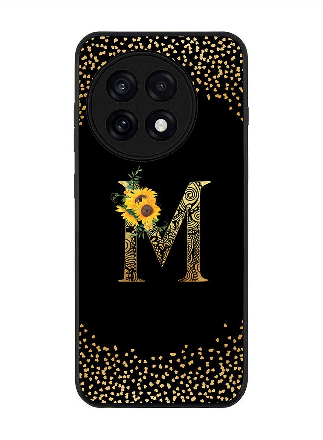 Stylizedd For OnePlus 13R / Ace 5 Pro Case,Slim fit Camera Protection, Shockproof Thin Phone cover  - Custom Floral Monogram - M ( Black )