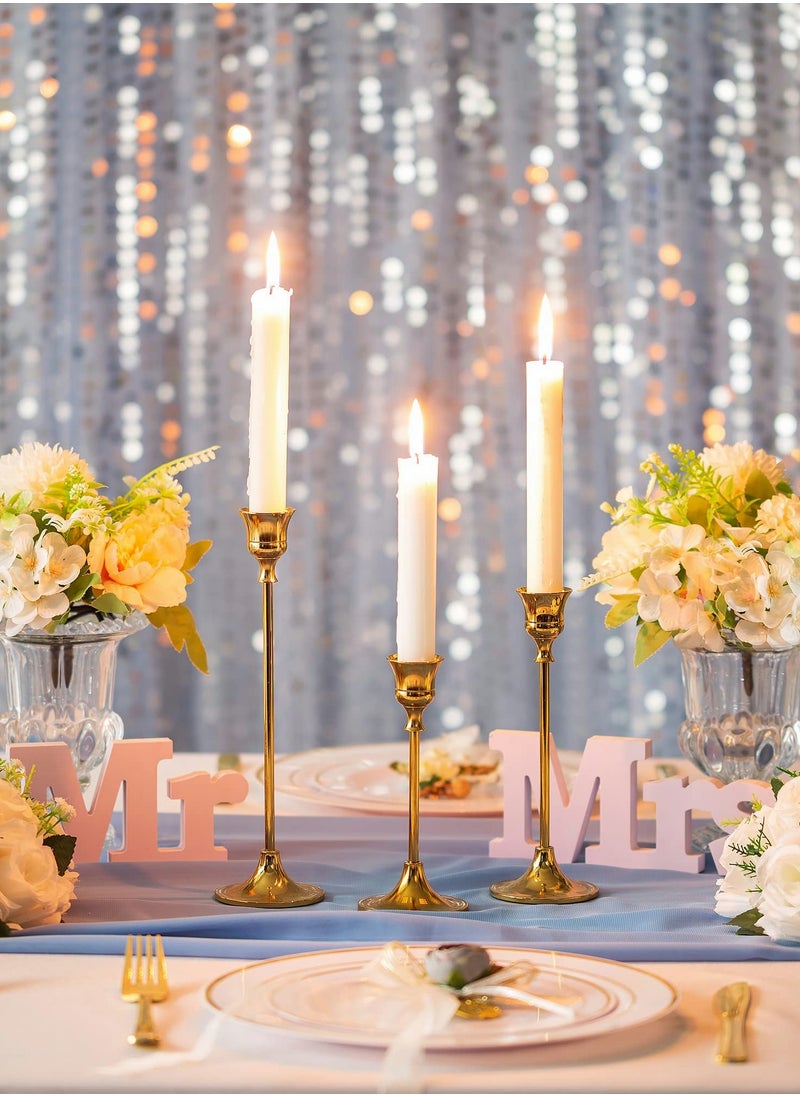 Excefore - Gold Candle Holders for Candlesticks Set of 3 Taper Candle Holders, Tall Metal Candlestick Holders for Wedding, Table Centerpiece, Home Decor, Dining, Party, Fits 3/4 inch Thick Candles - Image 1