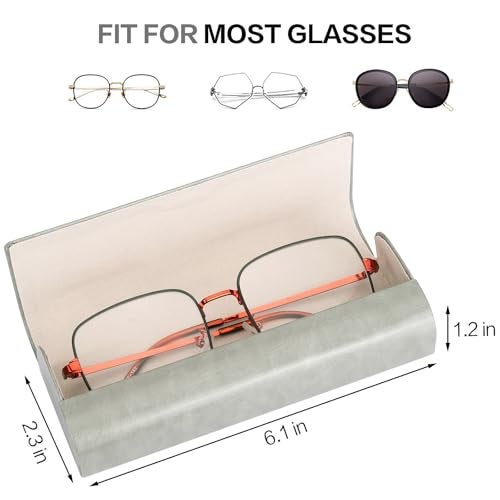 Vemiss Hard Shell Eyeglass Cases, Lightweight Portable Glasses Case for Women Men (D1-grey) - Image 2