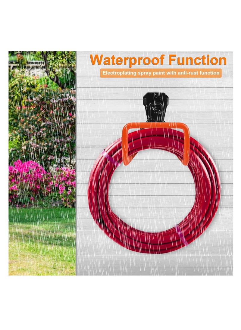 Hihonor Garden Hose Holder,  Wall Mount, Heavy Duty Garden Hose Hanger, Free Standing Metal Hose Rack for Outside Yard , Garage, Ropes etc. (2pcs Orange)  - Image 3