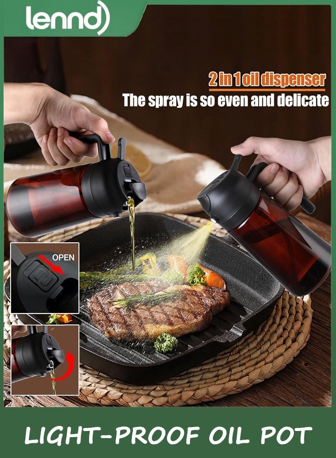 LENND 2-in-1 Glass Oil Dispenser & Sprayer - 16oz/470ml Leakproof Olive Oil Sprayer Bottle for Cooking, Air Fryer, BBQ, Baking, Salad (Black) - Image 2