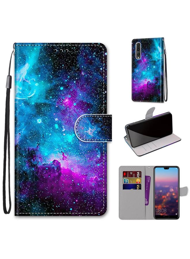 Zaboon Case For Huawei P20 Pro Coloured Drawing Cross Texture Horizontal Flip PU Leather Case with Holder & Card Slots & Wallet & Lanyard - Image 1