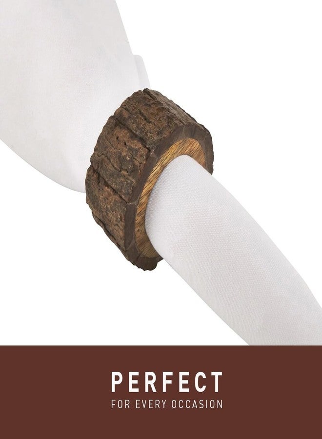 Jolitee's Handmade Rustic Wooden Napkin Rings Set of 4 | Elegant, Lightweight, Durable Table Decor Vintage Style | 100% Natural Wood Napkin Holders - Image 4