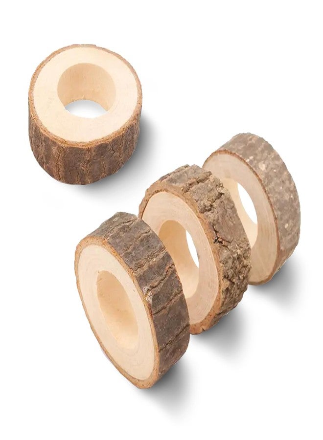 Jolitee's Handmade Rustic Wooden Napkin Rings Set of 4 | Elegant, Lightweight, Durable Table Decor Vintage Style | 100% Natural Wood Napkin Holders - Image 1