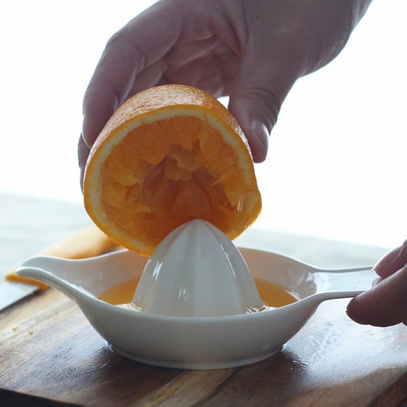 Manual Orange Squeezer Fruit Juicer Ceramic Hand Press Citrus Juicer Kitchen Tool for Home Use with Pulp Control and Easy Juice Extraction - Image 4
