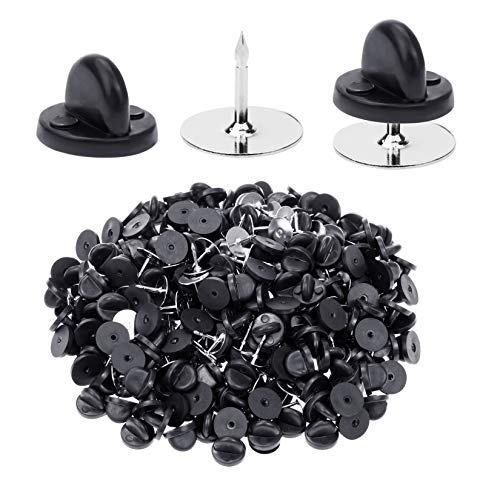 Heliltd 400pcs PVC Rubber Pin Backs Butterfly Clutch Pin Tie Tacks Blank for Uniform Badges Backing Holder Clasp Lapel Enamel (200 Sets) - Image 1