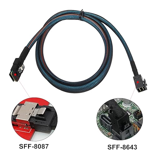 Heretom Internal Mini SAS HD Cable - SFF-8643 to SFF-8087, 3.3ft (1M), Compatible with RAID or PCI Express Controller - Image 2