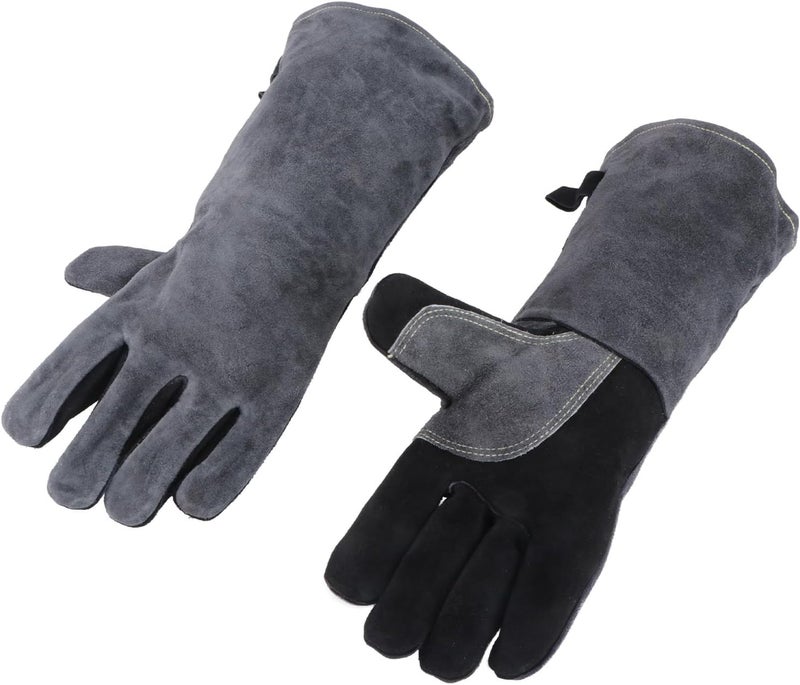 Heat Resistant Welding Gloves 16-inch Leather Work Protective Gloves for Bbq Oven Fireplace Fireproof Industrial Hand Protection - Image 1