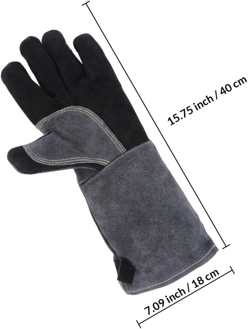 Heat Resistant Welding Gloves 16-inch Leather Work Protective Gloves for Bbq Oven Fireplace Fireproof Industrial Hand Protection - Image 2