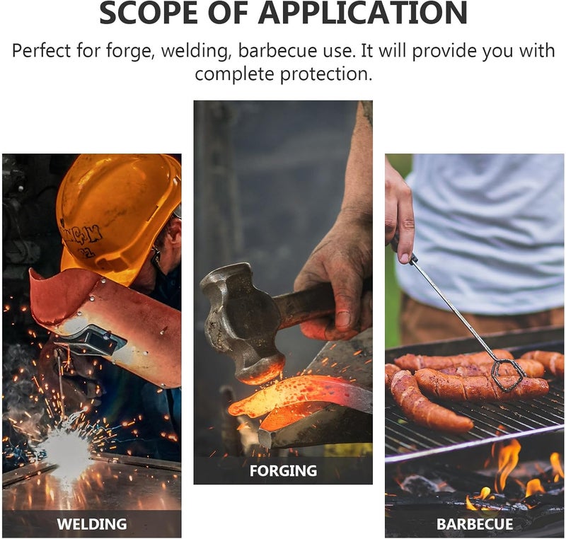 Heat Resistant Welding Gloves 16-inch Leather Work Protective Gloves for Bbq Oven Fireplace Fireproof Industrial Hand Protection - Image 3