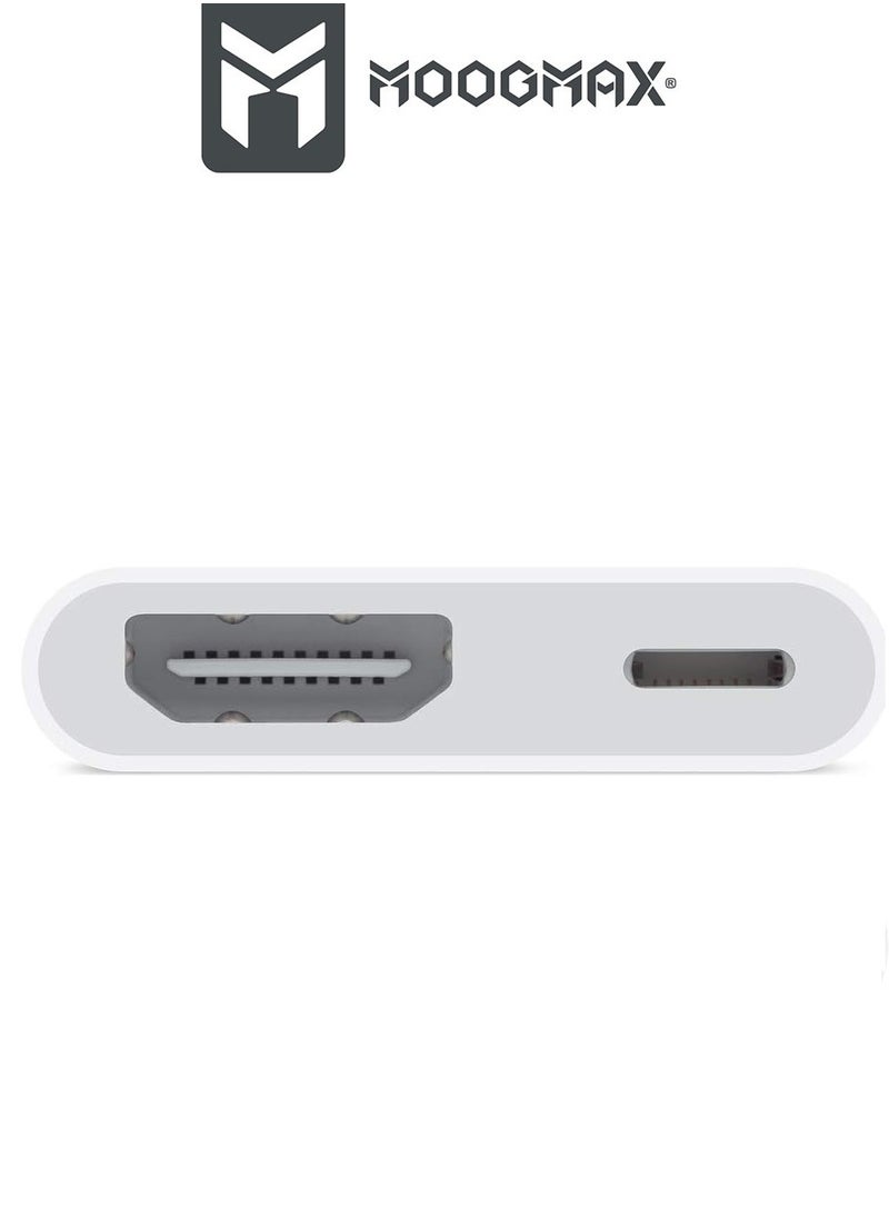 موجماكس - محول توصيلة كيبل HD الى ايفون أصلي بمنفذ HDMI و منفذ لايتنينج (ايفون) lightning لشحن الهاتف اثناء التوصيل. - Image 1