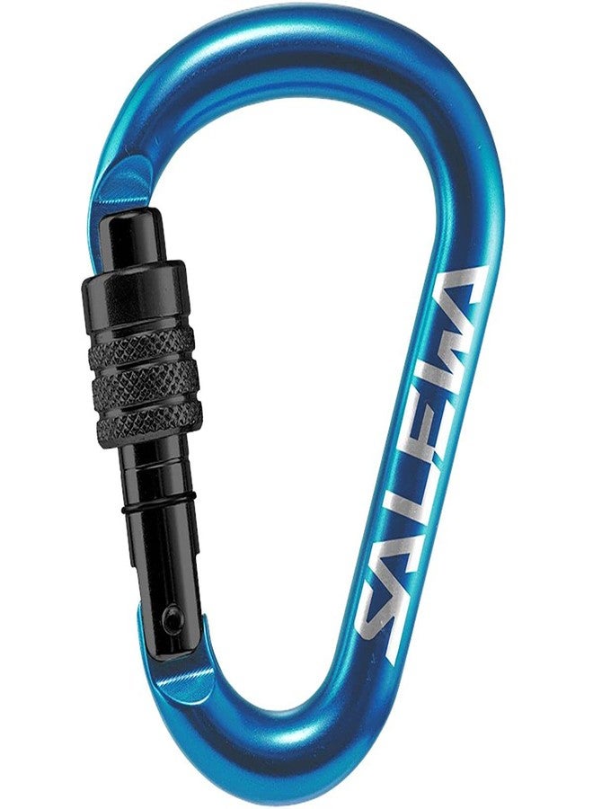 Salewa HMS Screw G2 Carabiner | Lightweight Aluminium Screwgate Locking Carabiner | Climbing, Mountaineering & Belaying - M -Blue