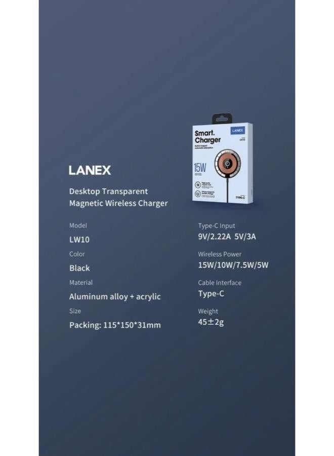 لانيكس شاحن لانكس اللاسلكي، ١٥ واط، أسود - LW10 - Image 4