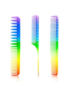WLLHYF WLLHYF 3 Pieces Rainbow Hair Combs Rat Tail Fine Cutting Comb Professional Salon Hairdressing Pintail Comb AntiStatic Fine Tooth Comb for Women Men Kids Various Hair Types Back Combing 