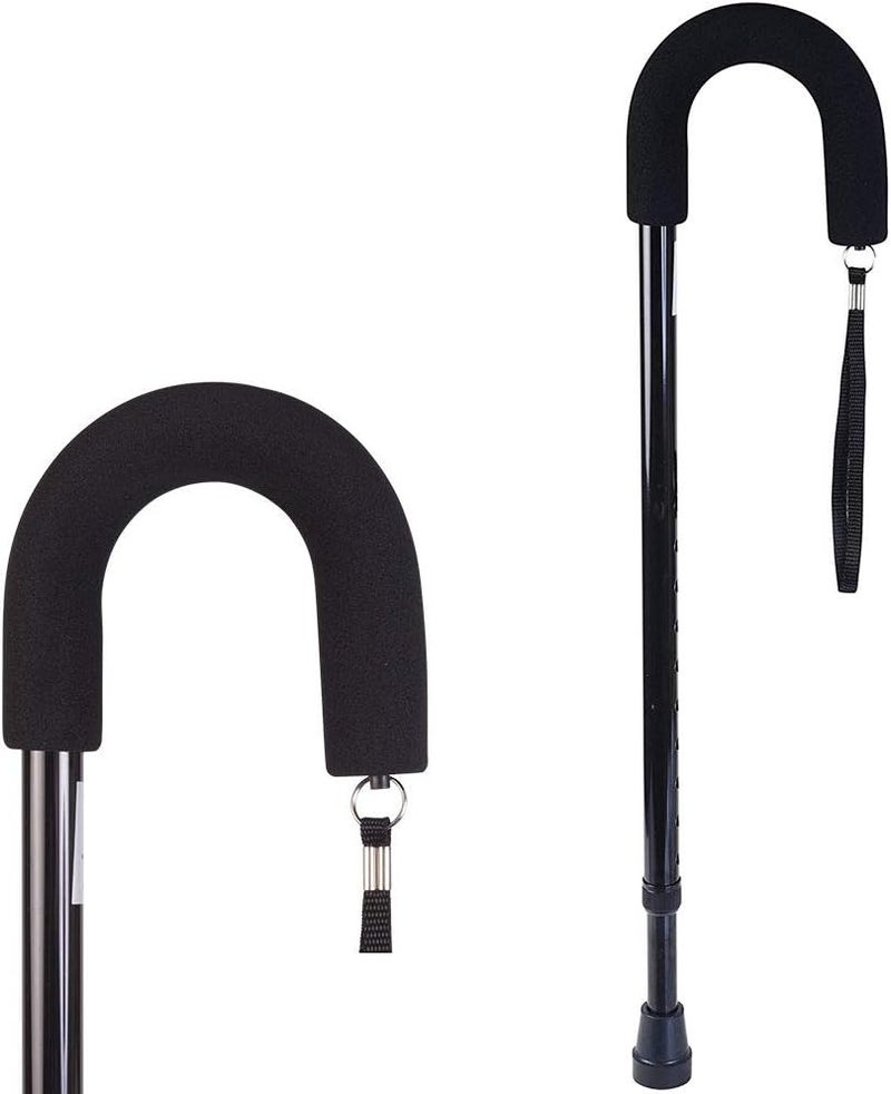 DMI Deluxe Adjustable Cane with Comfort Grip Handle and Strap Black - Image 1