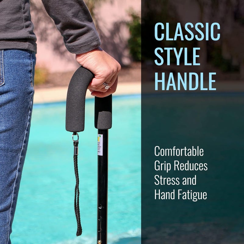 DMI Deluxe Adjustable Cane with Comfort Grip Handle and Strap Black - Image 4
