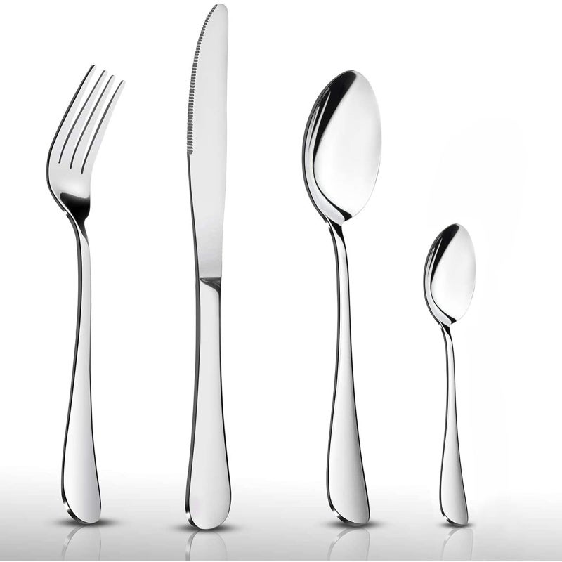 HaWare Cutlery Set 32 Piece Stainless Steel Flatware Include KnifeSpoonFork Mirror Polished Silverware Service for 8 Dishwasher Safe  PartyKitchen