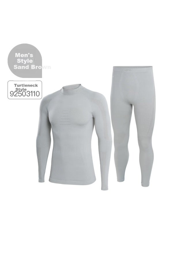 Uto Merino Wool Quick-dry Thermal Base Layer Set For Men And Women Skiing Mountaineering Sports Warm Underwear Sand Brown Men XL