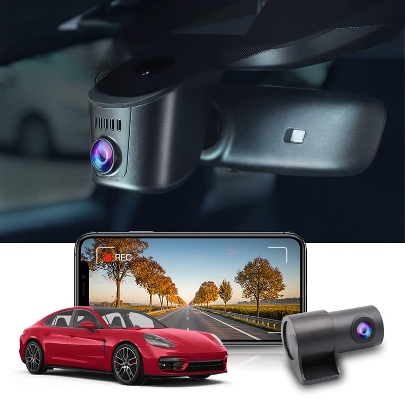 Fitcamx 4K Dual Dash Cam Adapts for Porsche 911 992 Cayenne 9YA 9Y0 9Y3 Panamera 971 Taycan Model A OEM Look Front 2160PRear 1080 HD Video WiFi APP Loop Recording Parking Sensor 128GB Card - Image 2