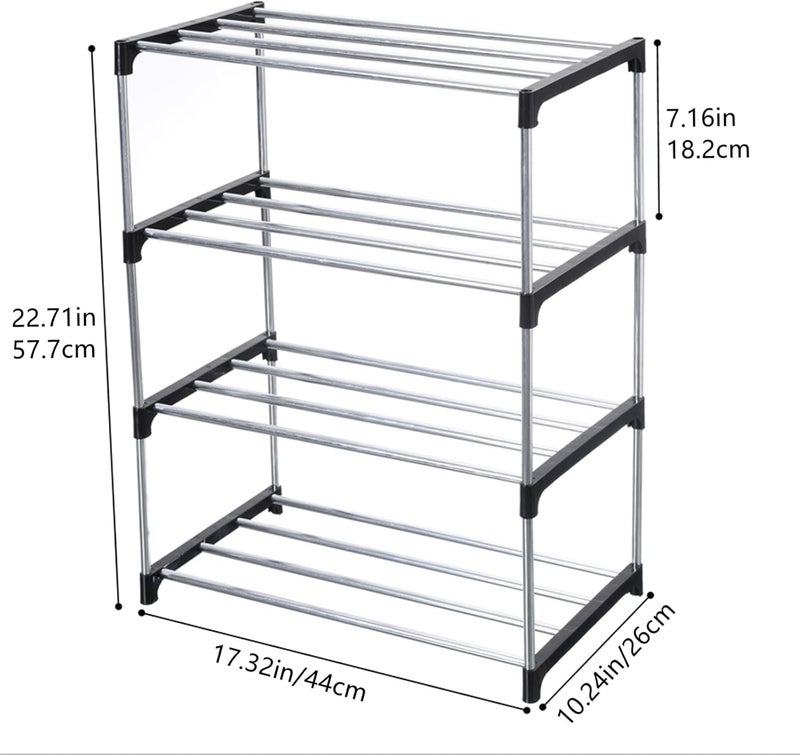 Jucaifu Stackable Shoe Rack, Entryway, Hallway and Closet Space Saving Storage and Organization (4-Tier, Black) - Image 3