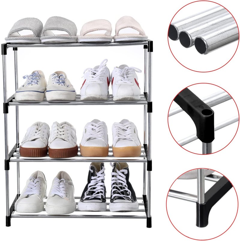 Jucaifu Stackable Shoe Rack, Entryway, Hallway and Closet Space Saving Storage and Organization (4-Tier, Black) - Image 5