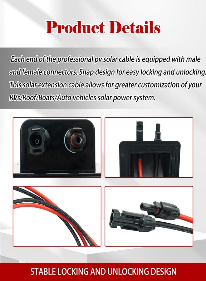 Maigoo Waterproof ABS Solar Double Cable Entry Gland with 10Ft 10AWG Solar Extension Cable Fit for Rv,Boat,Camper Solar Waterproof Cable Gland.Tinned Copper Wire - Image 3