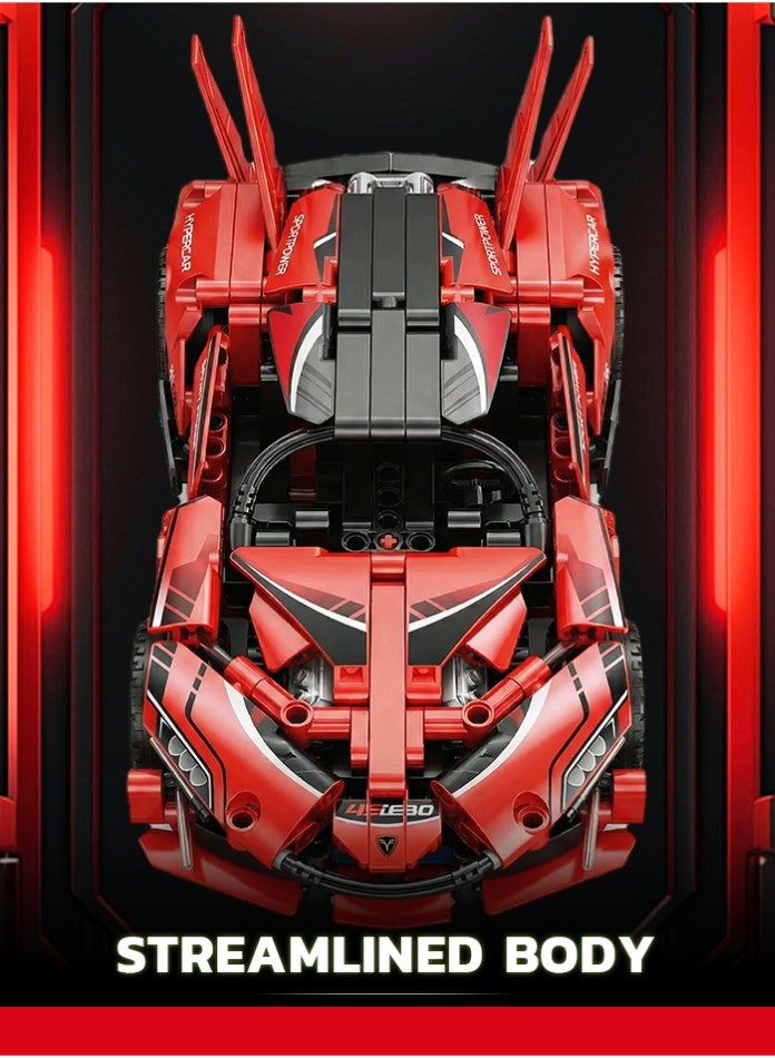 MINGDI RC Supercar Building Blocks Set - 2.4GHz Remote Control Racing Car Toy with Opening Doors, DIY Educational Construction Kit for Kids & Teens 14+ (Red) - Image 5