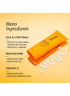foxtale Vitamin C & Niacinamide Glow Sunscreen Spf 50 Pa++++, Lightweight, Fast Absorbing, Uva And Uvb Filters, Prevents Tanning, No White Cast, Non-Greasy, For Men&Women, All Skin Types - 50 Ml  - Image 3