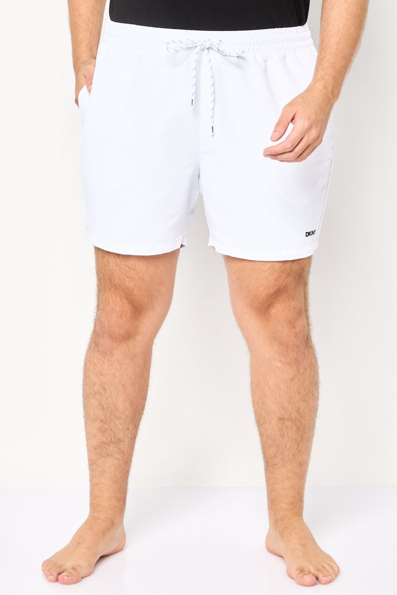 DKNY Men Brand Logo Board Shorts, White - Image 1