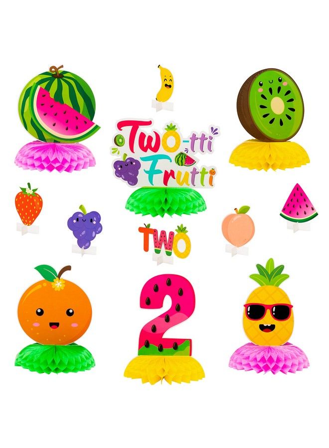 PANTIDE Twotti Frutti 2Nd Honeycomb Centerpieces Table Toppers Hawaiian Summer Fruit Watermelon Pineapple Strawberry Table Decor Party Decorations Supplies For Baby Girls 2 Years Old Birthday, 12 Pcs - Image 1