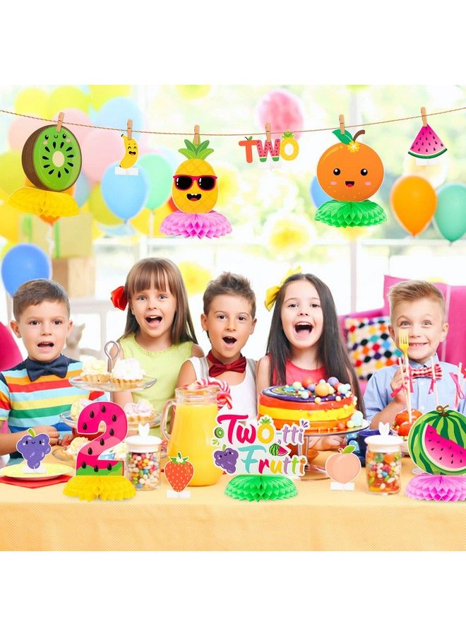 PANTIDE Twotti Frutti 2Nd Honeycomb Centerpieces Table Toppers Hawaiian Summer Fruit Watermelon Pineapple Strawberry Table Decor Party Decorations Supplies For Baby Girls 2 Years Old Birthday, 12 Pcs - Image 5