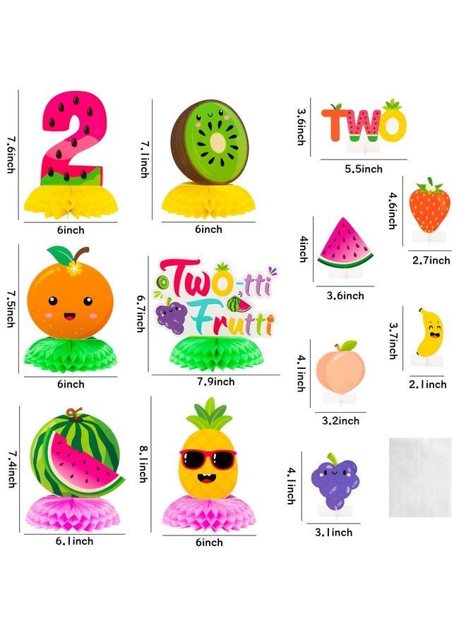PANTIDE Twotti Frutti 2Nd Honeycomb Centerpieces Table Toppers Hawaiian Summer Fruit Watermelon Pineapple Strawberry Table Decor Party Decorations Supplies For Baby Girls 2 Years Old Birthday, 12 Pcs - Image 3