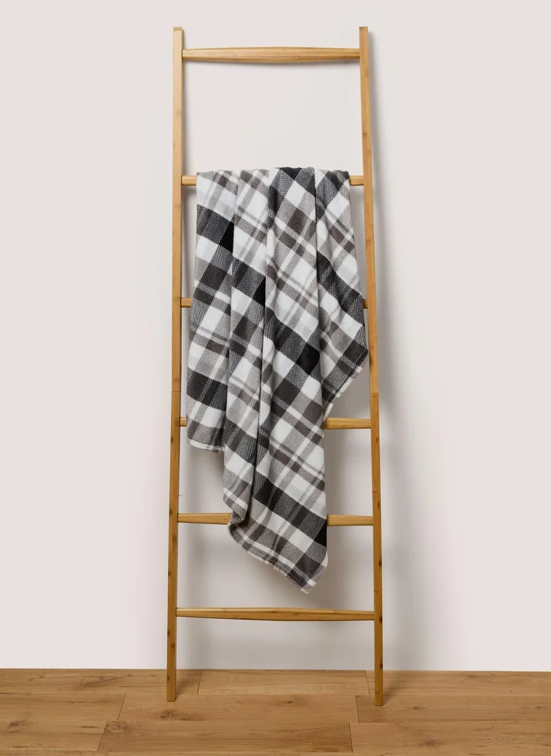 Matalan Charcoal Check Print Throw