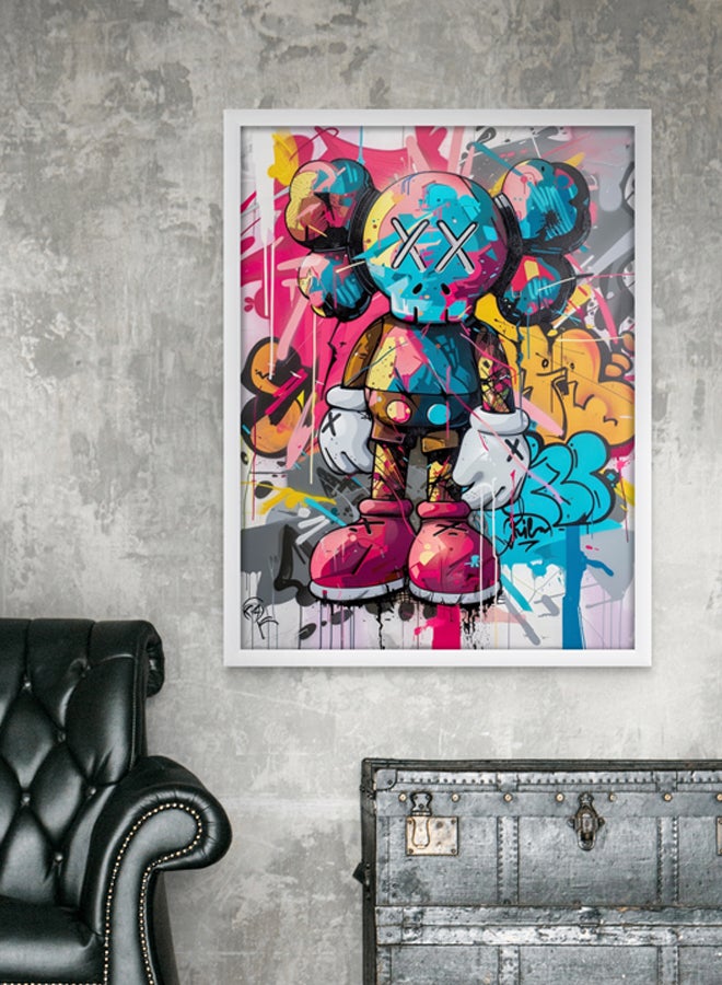 Art Decor Art Decor Colorful KAWS Graffiti Street Art Framed Print Portrait Art Modern Art Wall Art Wall Décor for Living Room Bedroom Home Office Gifting  - Image 1