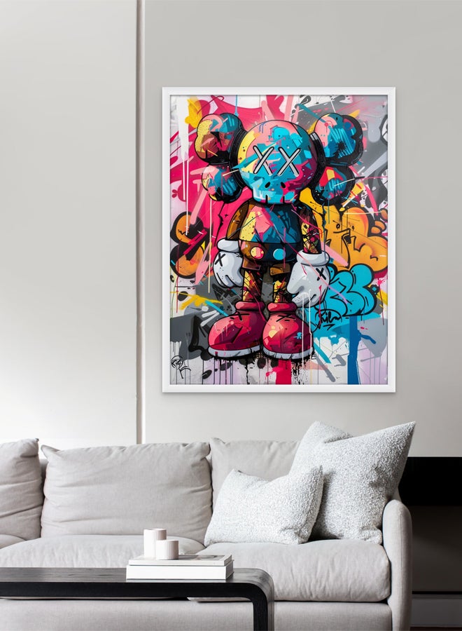 Art Decor Art Decor Colorful KAWS Graffiti Street Art Framed Print Portrait Art Modern Art Wall Art Wall Décor for Living Room Bedroom Home Office Gifting  - Image 2