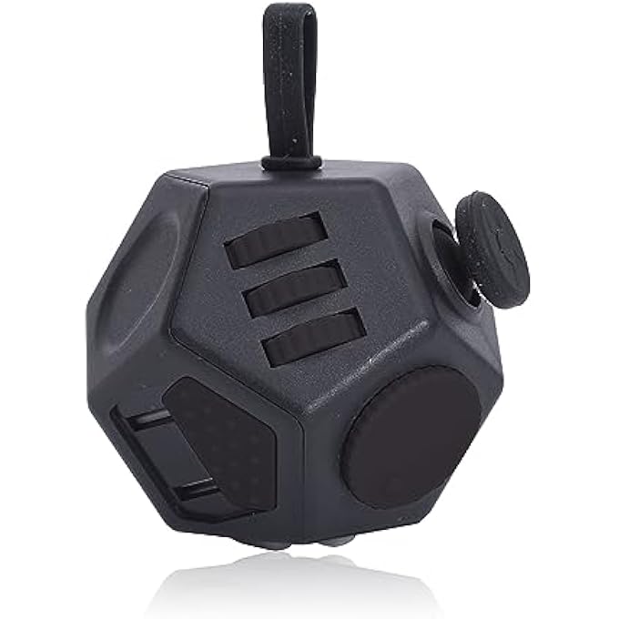 UOOEFUN Mini Fidget Toys, Cool Black 12 Sided Fidgets Toy Cubes for Kids Adults with Anxiety ADHD Autism and Relief Stress (Pure Black) - Image 1