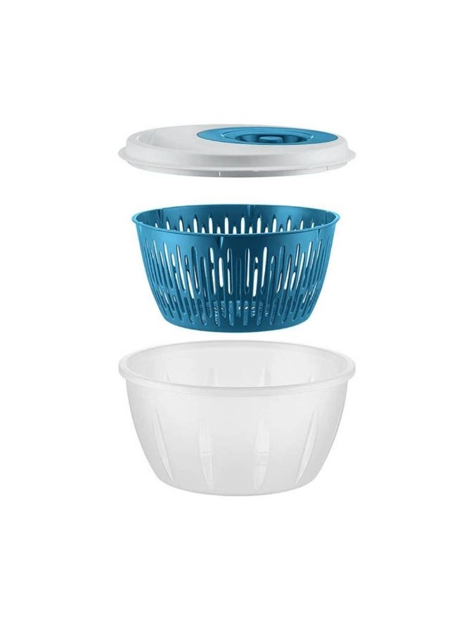 Titiz Salad spinner and dryer with colander bowl BPA free plastic easy turn handle for fast water removal non slip base dishwasher safe  4.5 liter blue - Image 2
