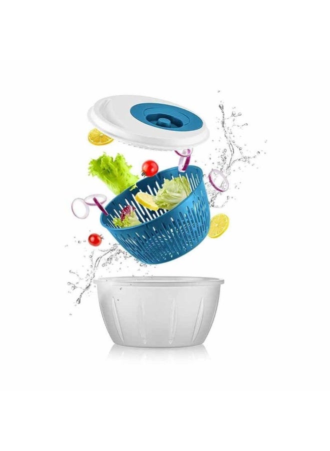Titiz Salad spinner and dryer with colander bowl BPA free plastic easy turn handle for fast water removal non slip base dishwasher safe  4.5 liter blue - Image 3