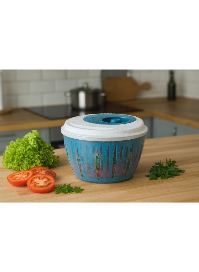 Titiz Salad spinner and dryer with colander bowl BPA free plastic easy turn handle for fast water removal non slip base dishwasher safe  4.5 liter blue - Image 4