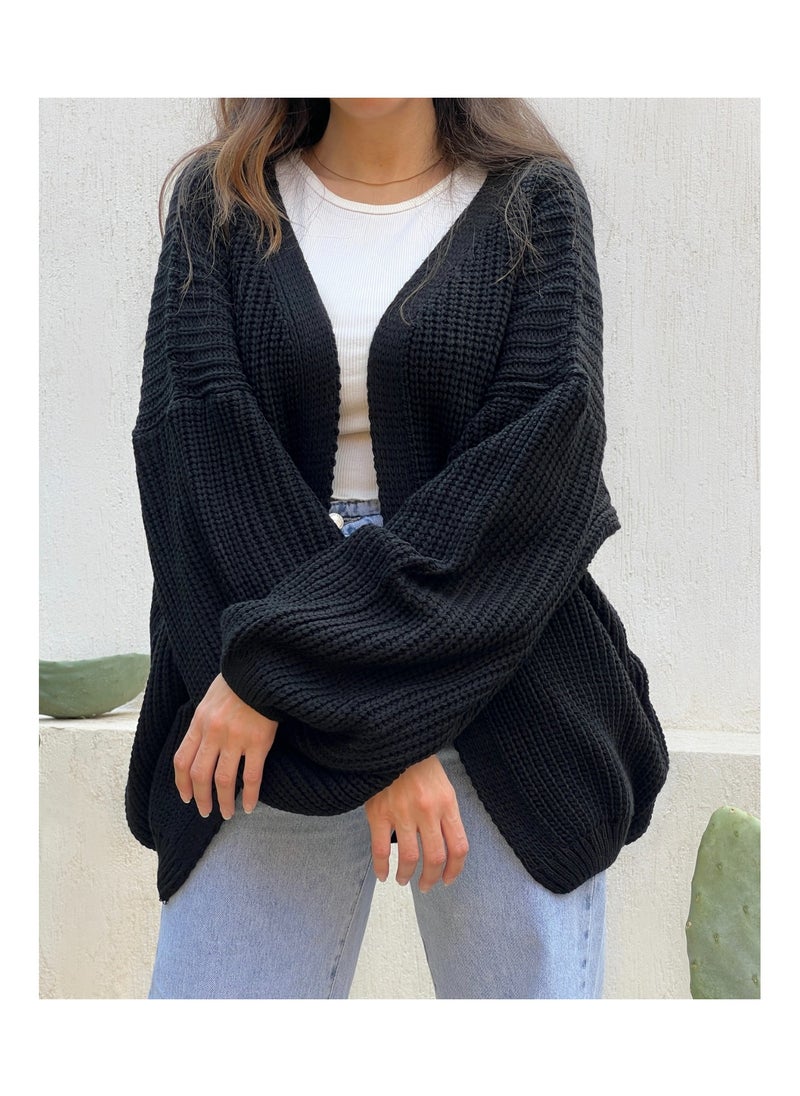 Pavo Black oversized Cardigan  - Image 1
