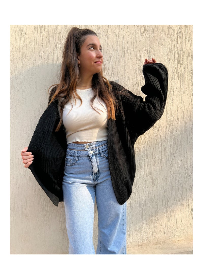 Pavo Black oversized Cardigan  - Image 2