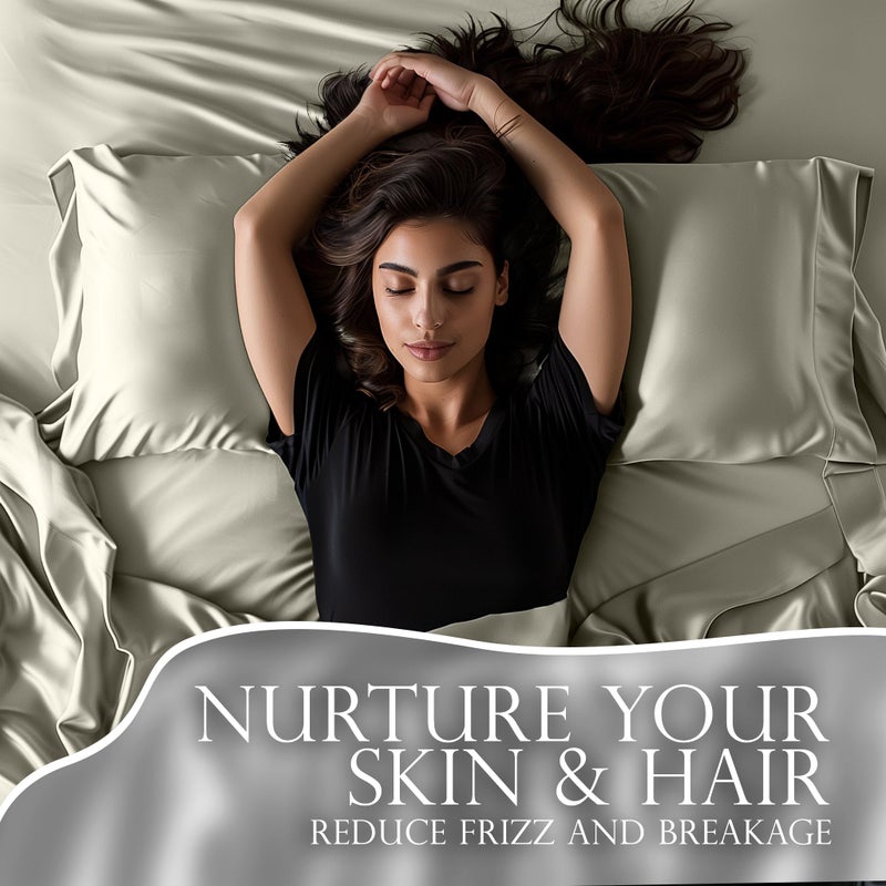 DECOLURE Satin Sheets King Size Set 4 Pcs - Silky & Luxuriously Soft Satin Bed Sheets w/ 15 inch Deep Pocket - Similar to Silk Sheets - Double Stitching  Wrinkle Free (Ivory) - Image 5