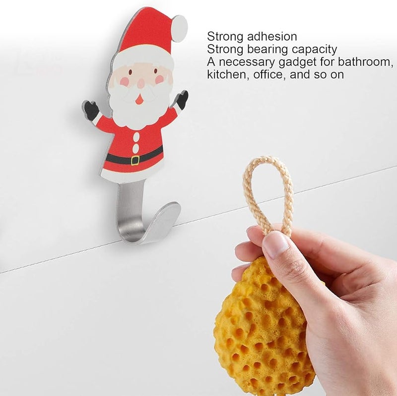 خطافات بابا نويل من الفولاذ المقاوم للصدأ 8 قطع أداة تخزين لاصقة للمطبخ والحمام - Image 4