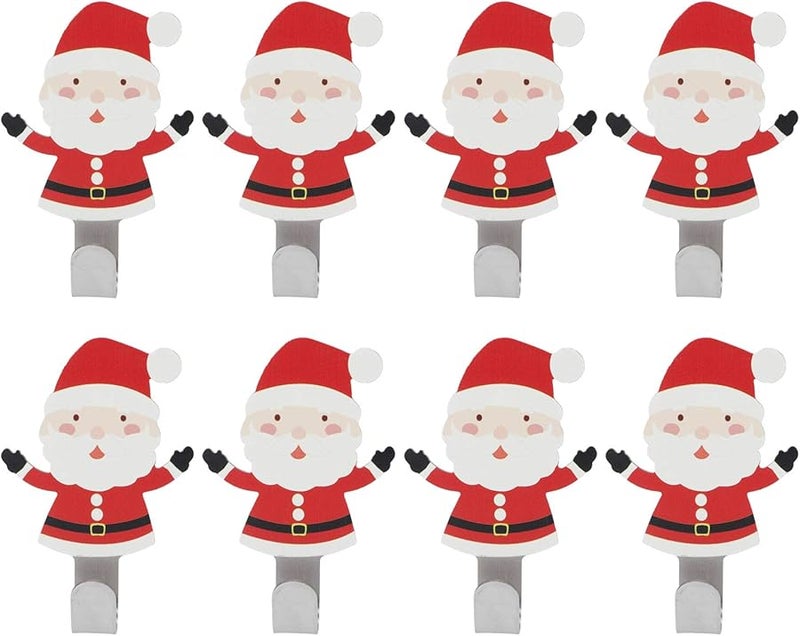 خطافات بابا نويل من الفولاذ المقاوم للصدأ 8 قطع أداة تخزين لاصقة للمطبخ والحمام - Image 1
