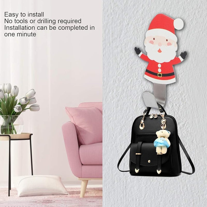 خطافات بابا نويل من الفولاذ المقاوم للصدأ 8 قطع أداة تخزين لاصقة للمطبخ والحمام - Image 5