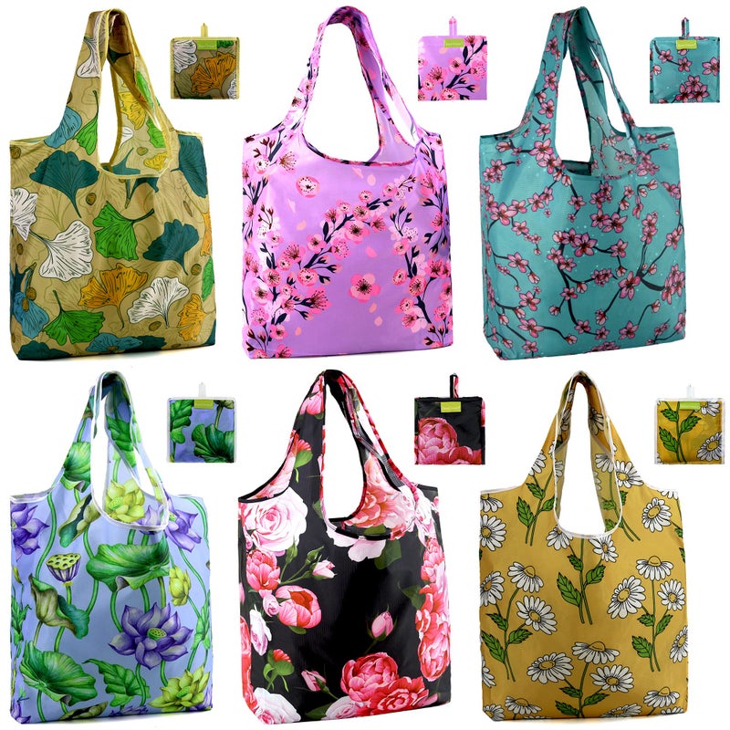 BeeGreen BeeGreen Floral Foldable Grocery Reusable Bags Large Shopping Tote for Groceries Cute Holiday Bags Cloth Bags With Handles Gift Bags Groceries Tote bag Bulk Polyester Bags Heavy Duty - Image 1